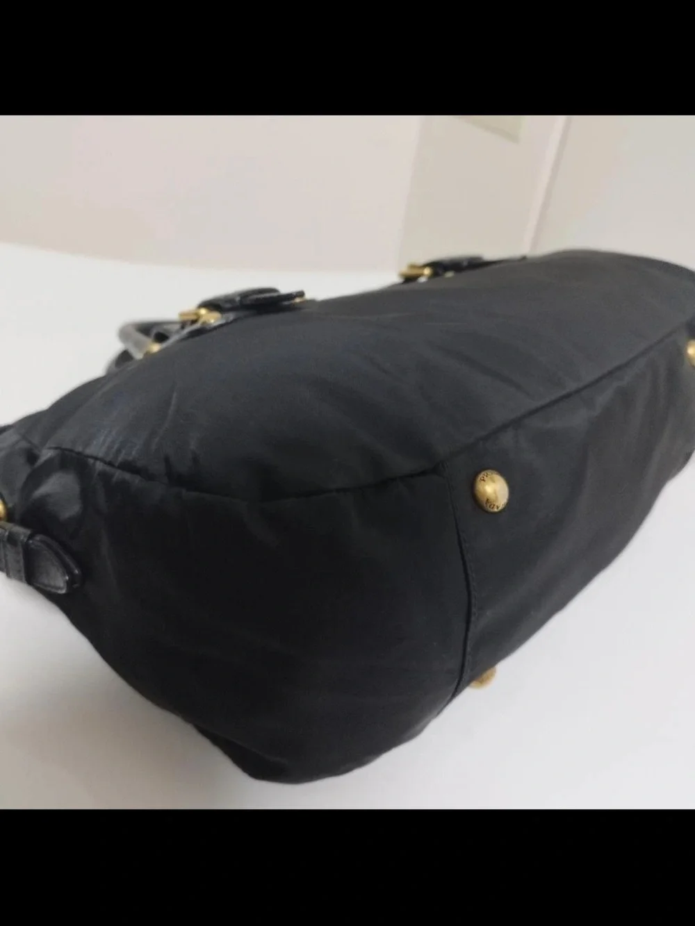 Prada Black Nylon Tote with Leather Accents